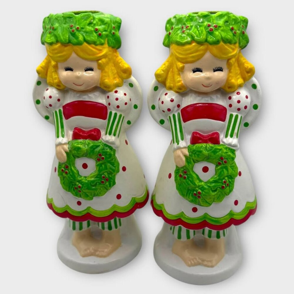 Vintage 1979 Angel Christmas Candle Holders